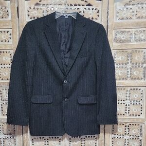 Chaps Black Pinstripe Kids Blazer Suit Coat 16R